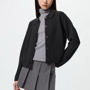 Uniqlo Short Washable Milano Ribbed Jacket/Cardigan in Black